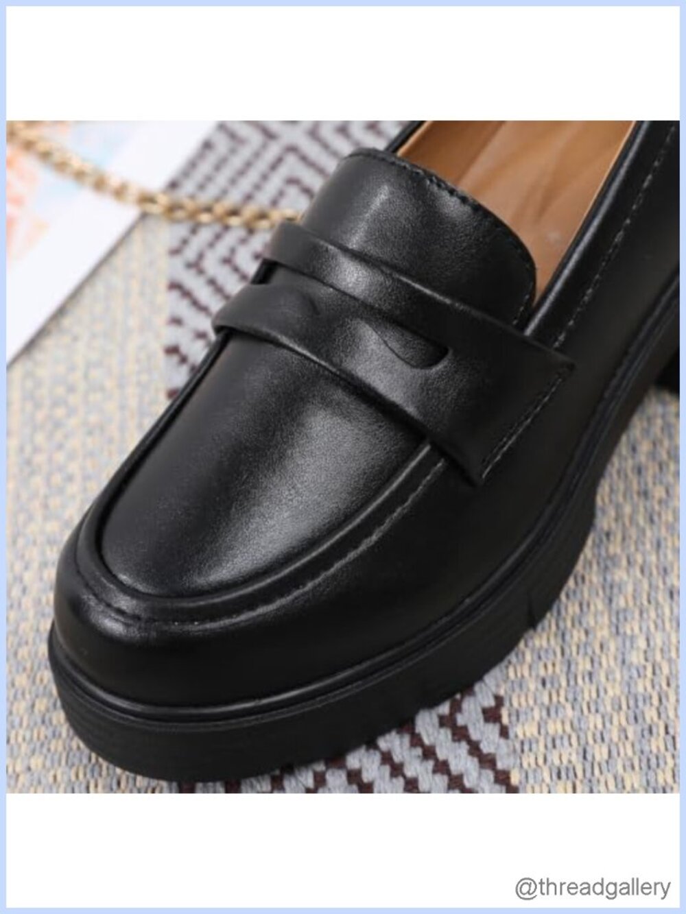 Penny Loafers Slip On Chunky Platform Heel Leather Women's Shoes - Picture 4 of 6